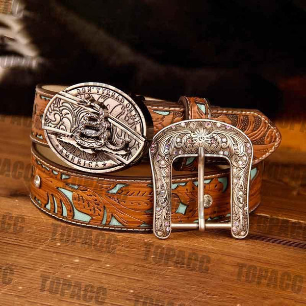 TOPACC Western Turquoise Belts - Buckle with Block - Gifts for You 'n Me