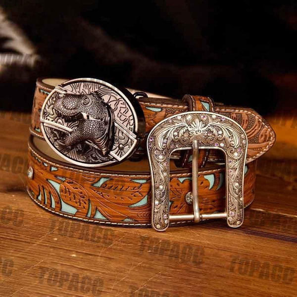 TOPACC Western Turquoise Belts - Buckle with Block - Gifts for You 'n Me
