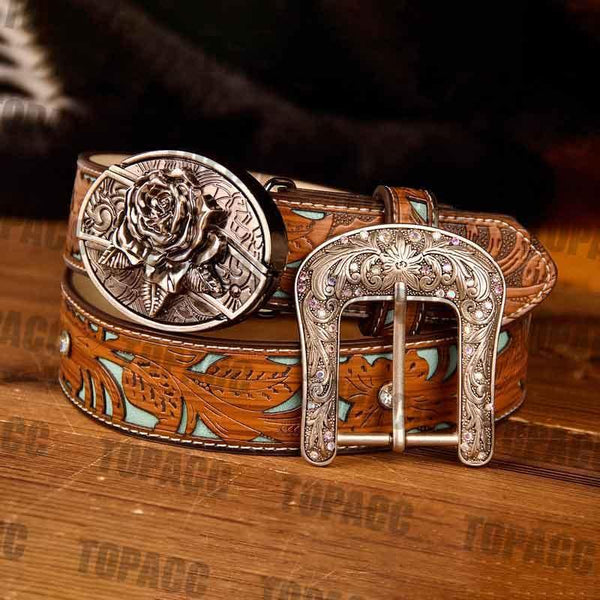 TOPACC Western Turquoise Belts - Buckle with Block - Gifts for You 'n Me