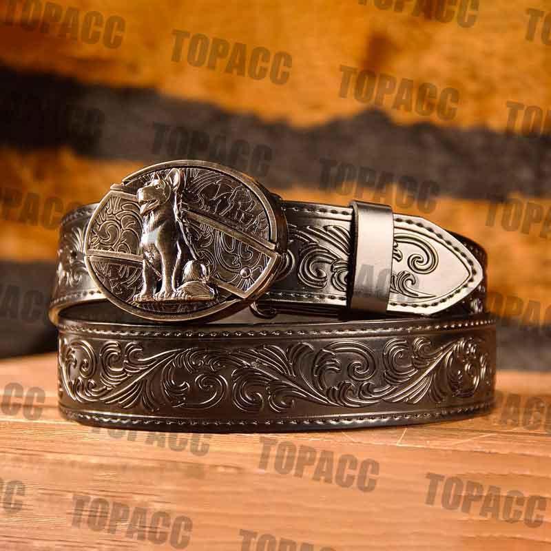 Waist41-46 Inch Black Leather Belt with Block Buckle - Gifts for You 'n Me