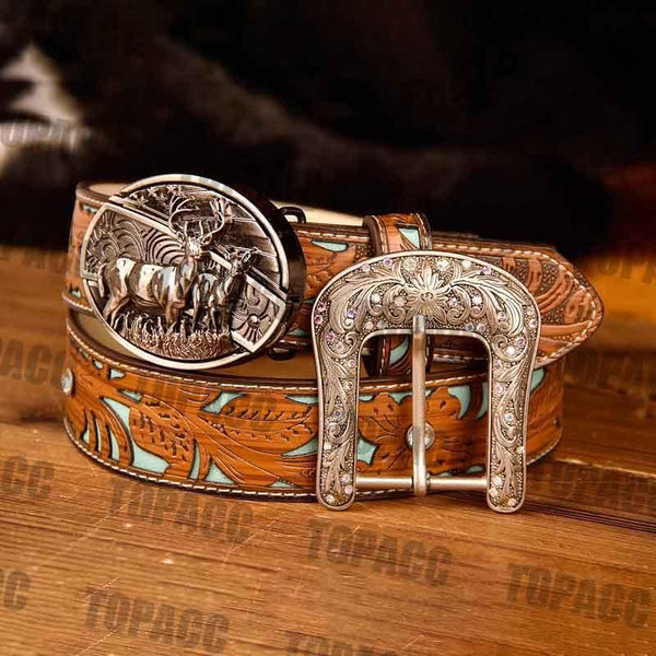 TOPACC Western Turquoise Belts - Buckle with Block - Gifts for You 'n Me