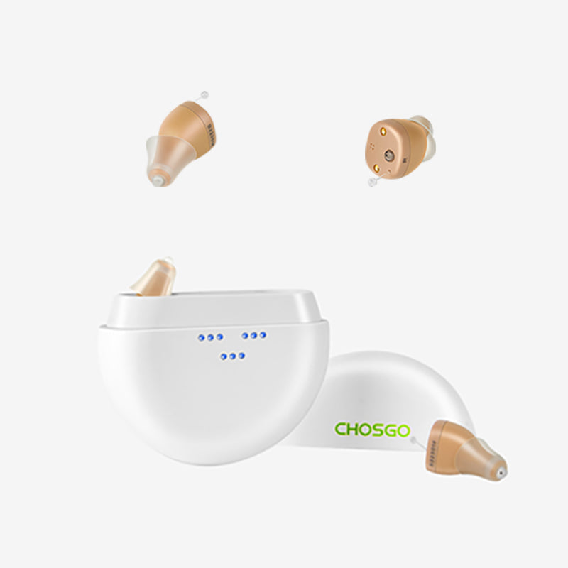 CHOSGO Rechargeable Mini CIC Hearing Aids for Seniors | Digital Noise Cancelling In-Ear OTC Hearing Devices