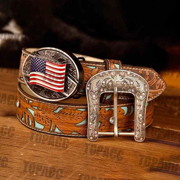 TOPACC Western Turquoise Belts - Buckle with Block - Gifts for You 'n Me