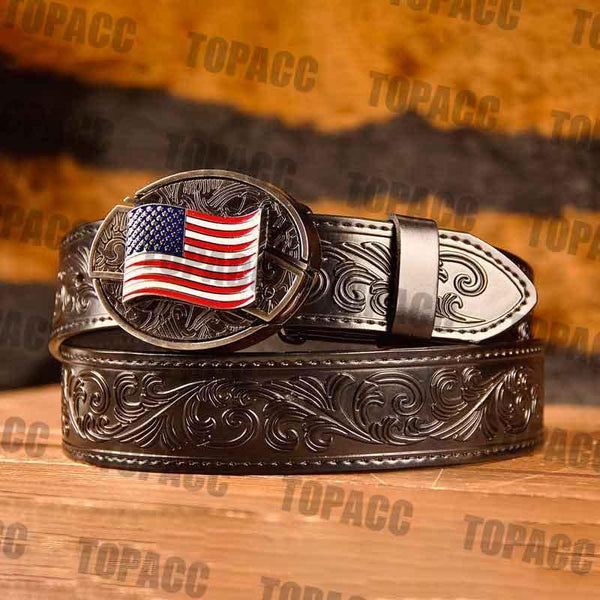Waist41-46 Inch Black Leather Belt with Block Buckle - Gifts for You 'n Me