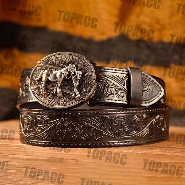 Waist41-46 Inch Black Leather Belt with Block Buckle - Gifts for You 'n Me