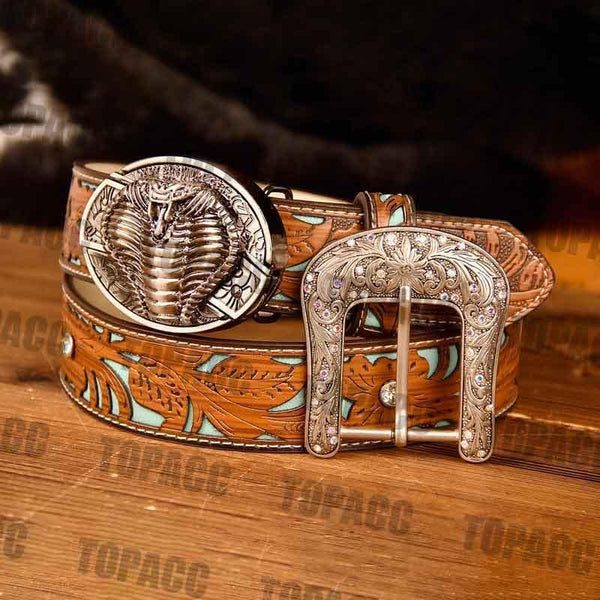 TOPACC Western Turquoise Belts - Buckle with Block - Gifts for You 'n Me