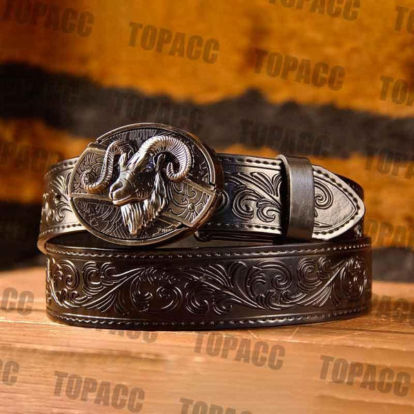 Waist41-46 Inch Black Leather Belt with Block Buckle - Gifts for You 'n Me