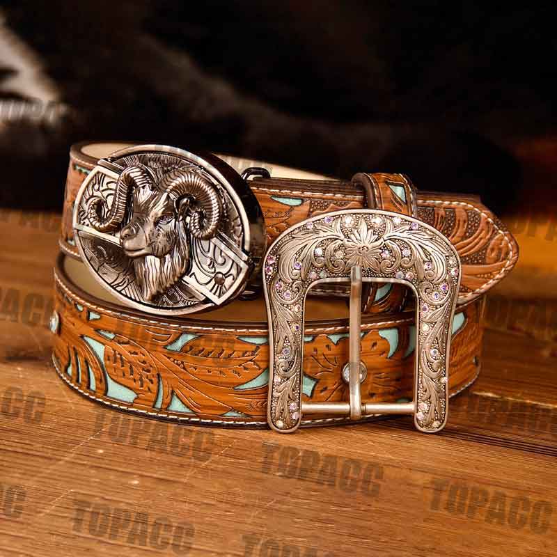 TOPACC Western Turquoise Belts - Buckle with Block