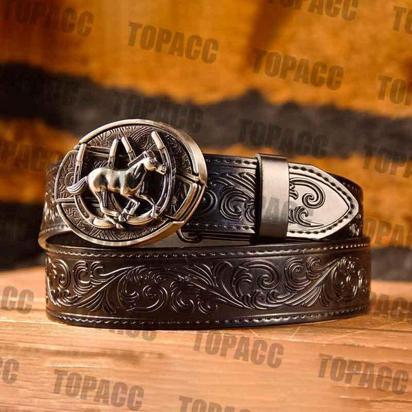 Waist41-46 Inch Black Leather Belt with Block Buckle - Gifts for You 'n Me
