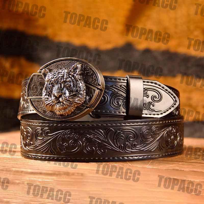 Waist41-46 Inch Black Leather Belt with Block Buckle - Gifts for You 'n Me