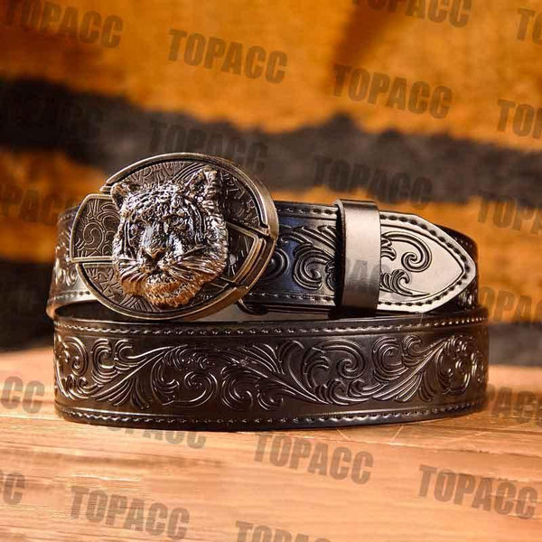 Waist41-46 Inch Black Leather Belt with Block Buckle - Gifts for You 'n Me