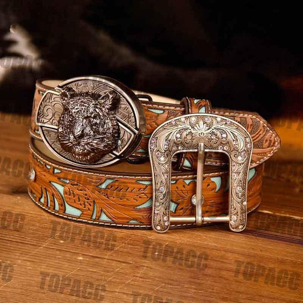 TOPACC Western Turquoise Belts - Buckle with Block - Gifts for You 'n Me