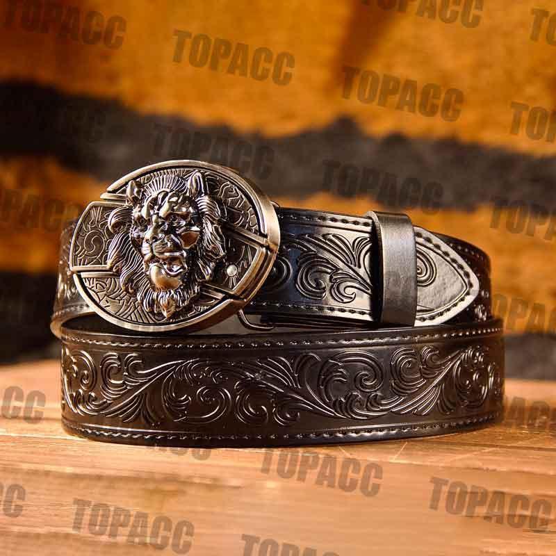 Waist41-46 Inch Black Leather Belt with Block Buckle - Gifts for You 'n Me
