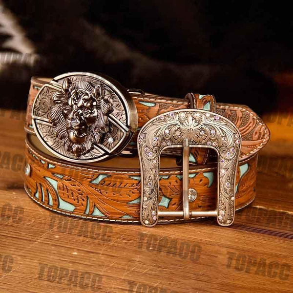 TOPACC Western Turquoise Belts - Buckle with Block - Gifts for You 'n Me