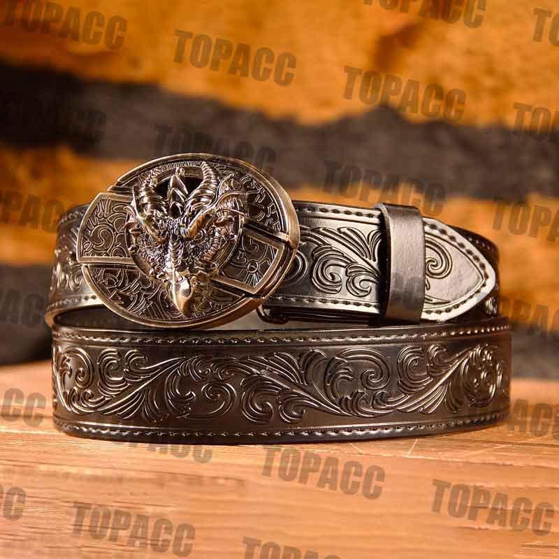 Waist41-46 Inch Black Leather Belt with Block Buckle - Gifts for You 'n Me