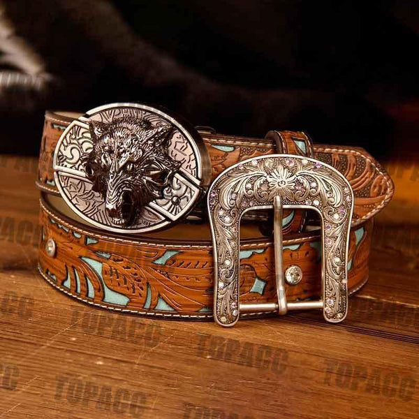 TOPACC Western Turquoise Belts - Buckle with Block - Gifts for You 'n Me