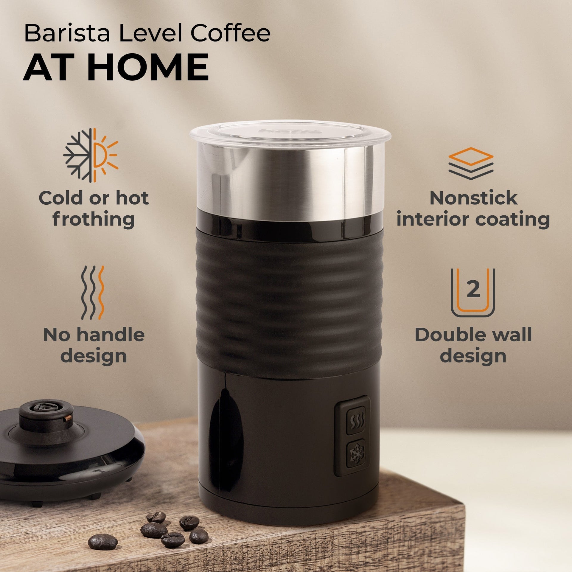 Pour-in Milk Frother w/ Silicone Base, KF6061 Kaffe Products