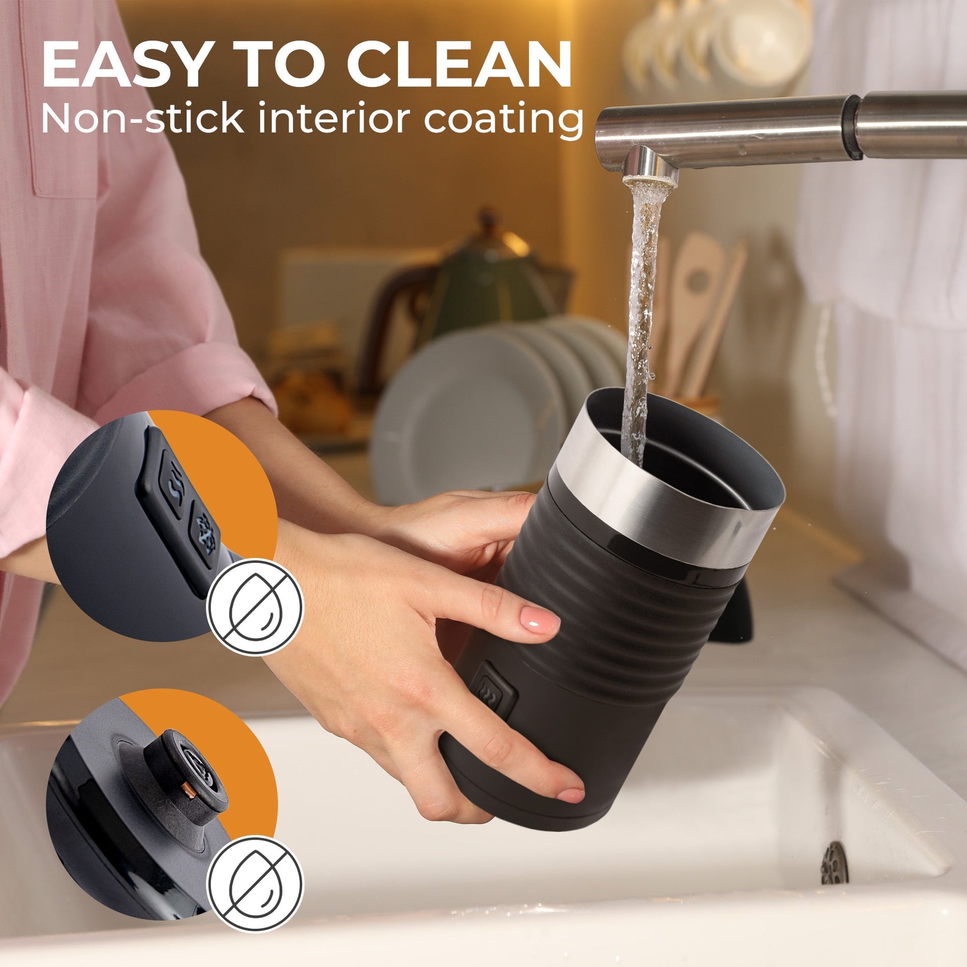 Pour-in Milk Frother w/ Silicone Base, KF6061 Kaffe Products