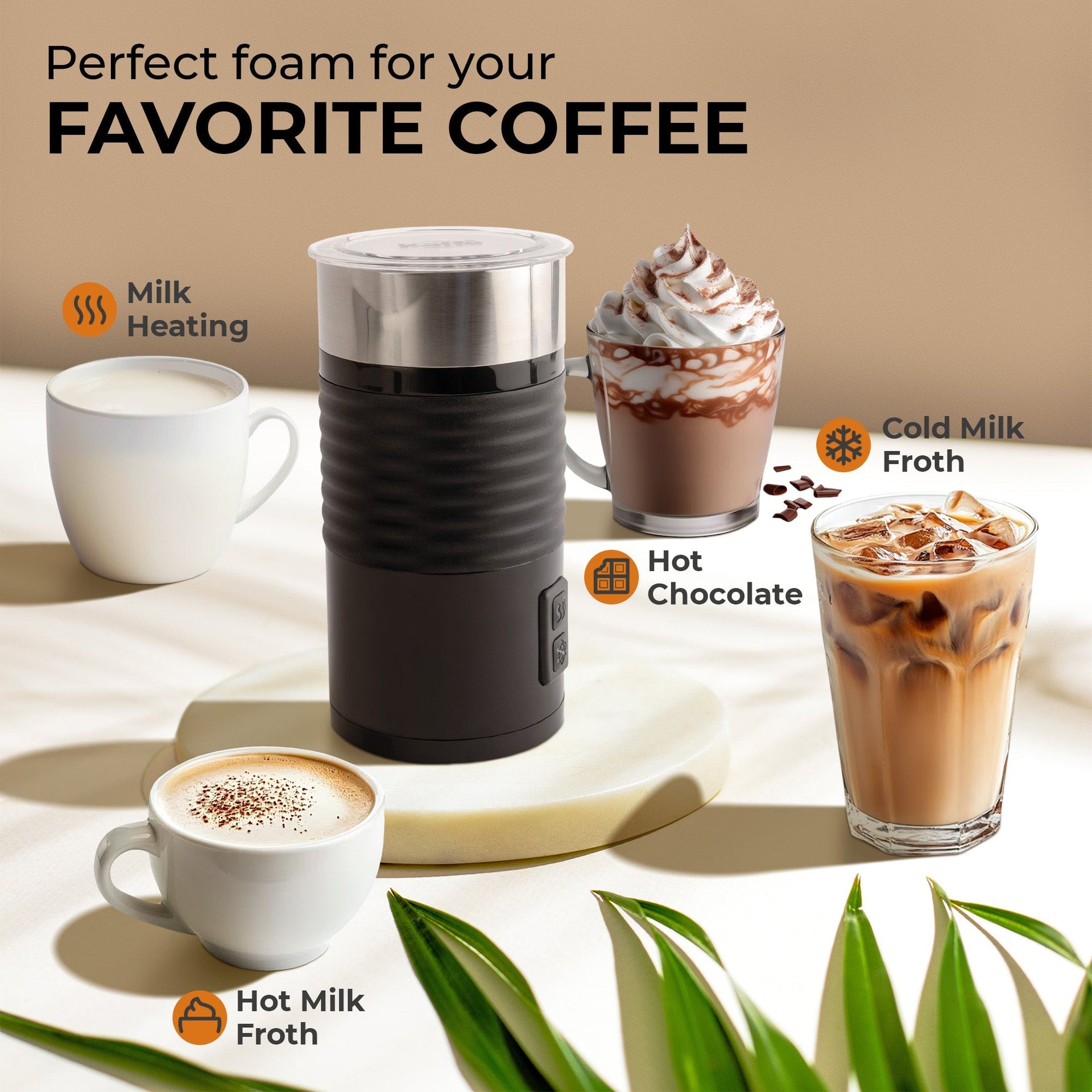 Pour-in Milk Frother w/ Silicone Base, KF6061 Kaffe Products