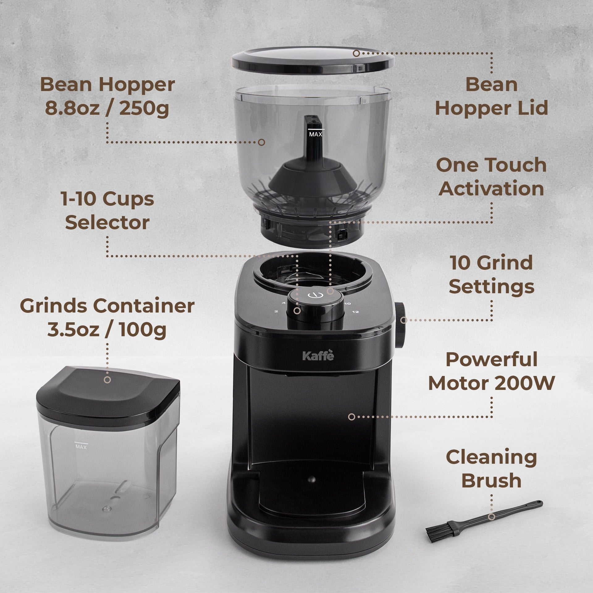 Burr Coffee Grinder, KF8061 Kaffe Products