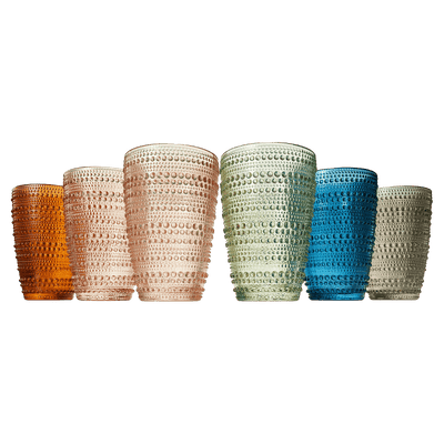 Tonal Hobnail Highball Glassware, Set of 6