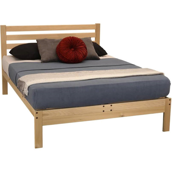 King size Solid Wood Platform Bed Frame with Slatted Headboard - Made in USA