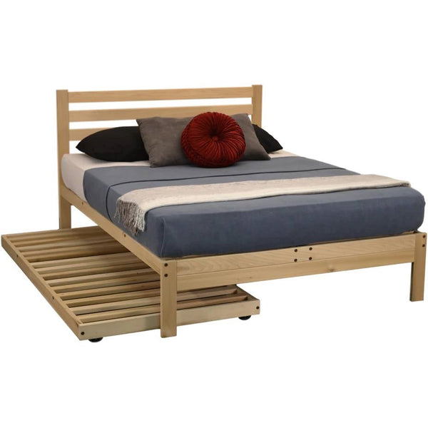 King size Solid Wood Platform Bed Frame with Slatted Headboard - Made in USA
