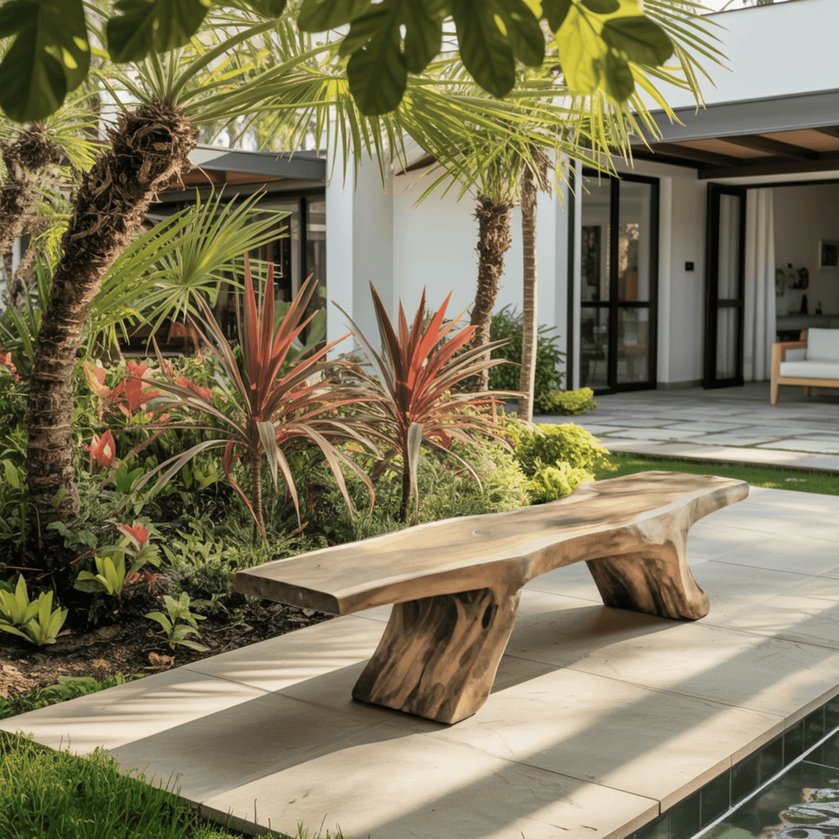 Kael Nature-Inspired Solid Wood Outdoor Bench