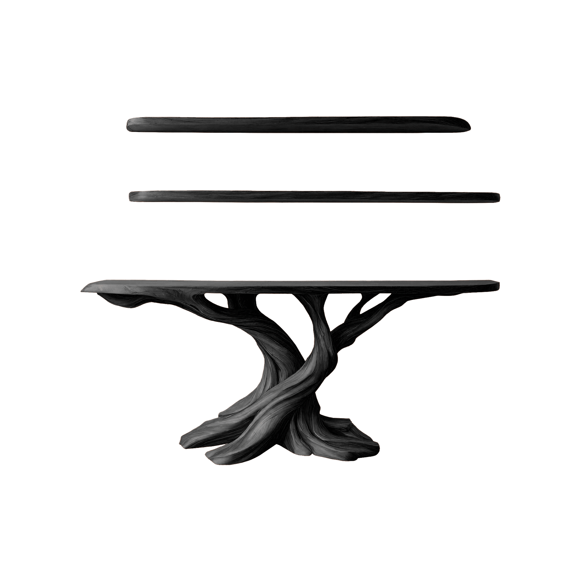 Kaelorin Live Edge Solid Wood Console Table with Shelves