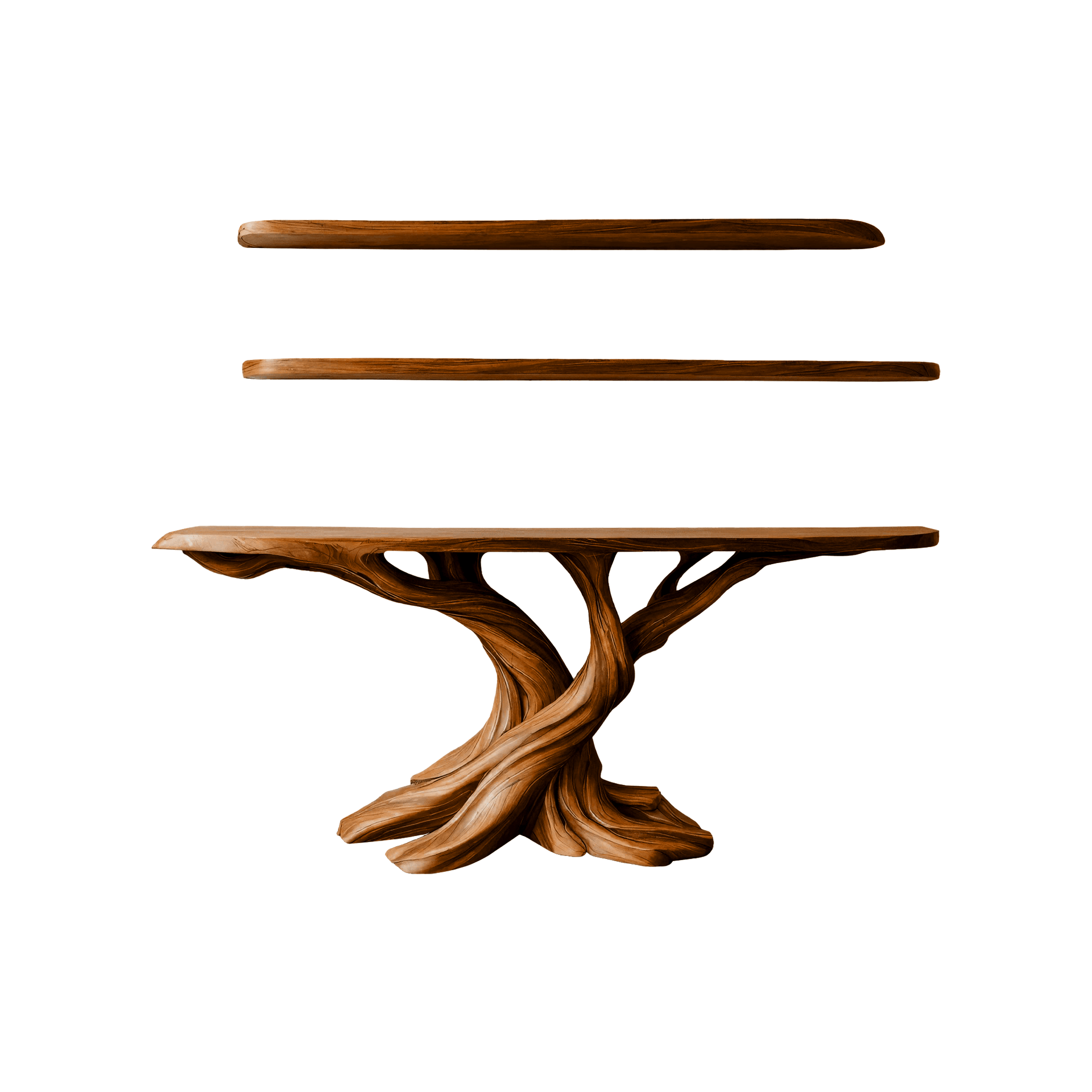 Kaelorin Live Edge Solid Wood Console Table with Shelves