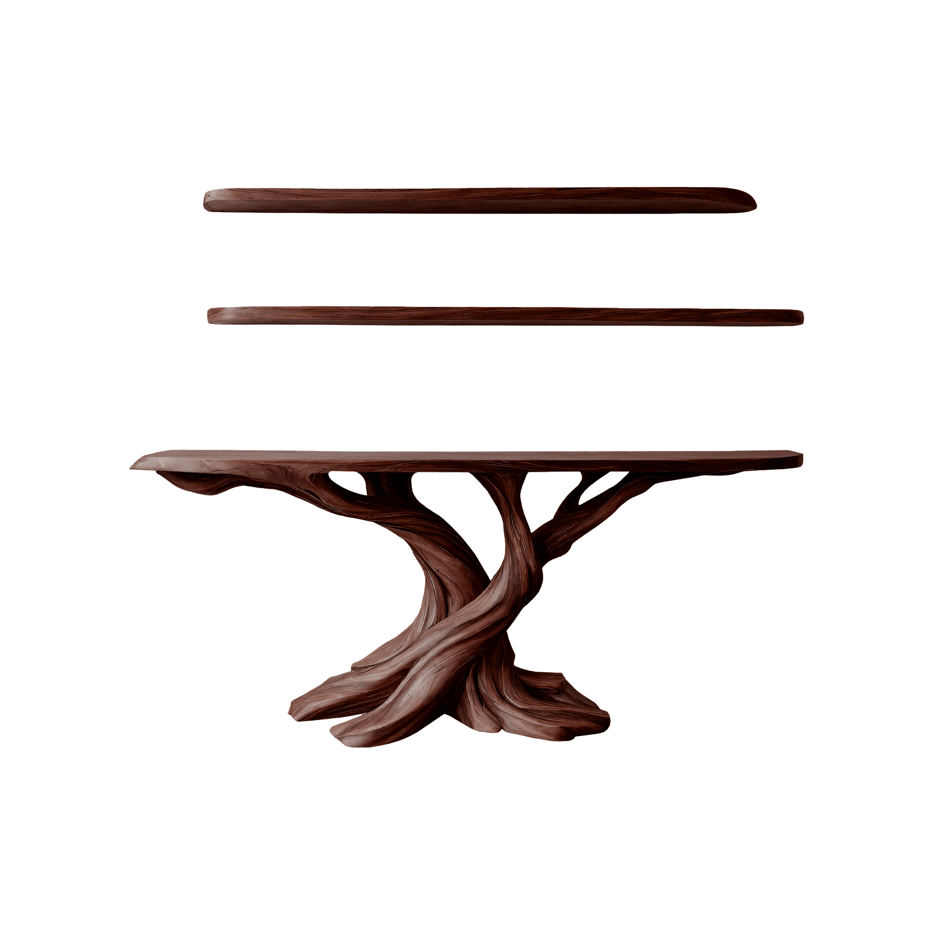 Kaelorin Live Edge Solid Wood Console Table with Shelves