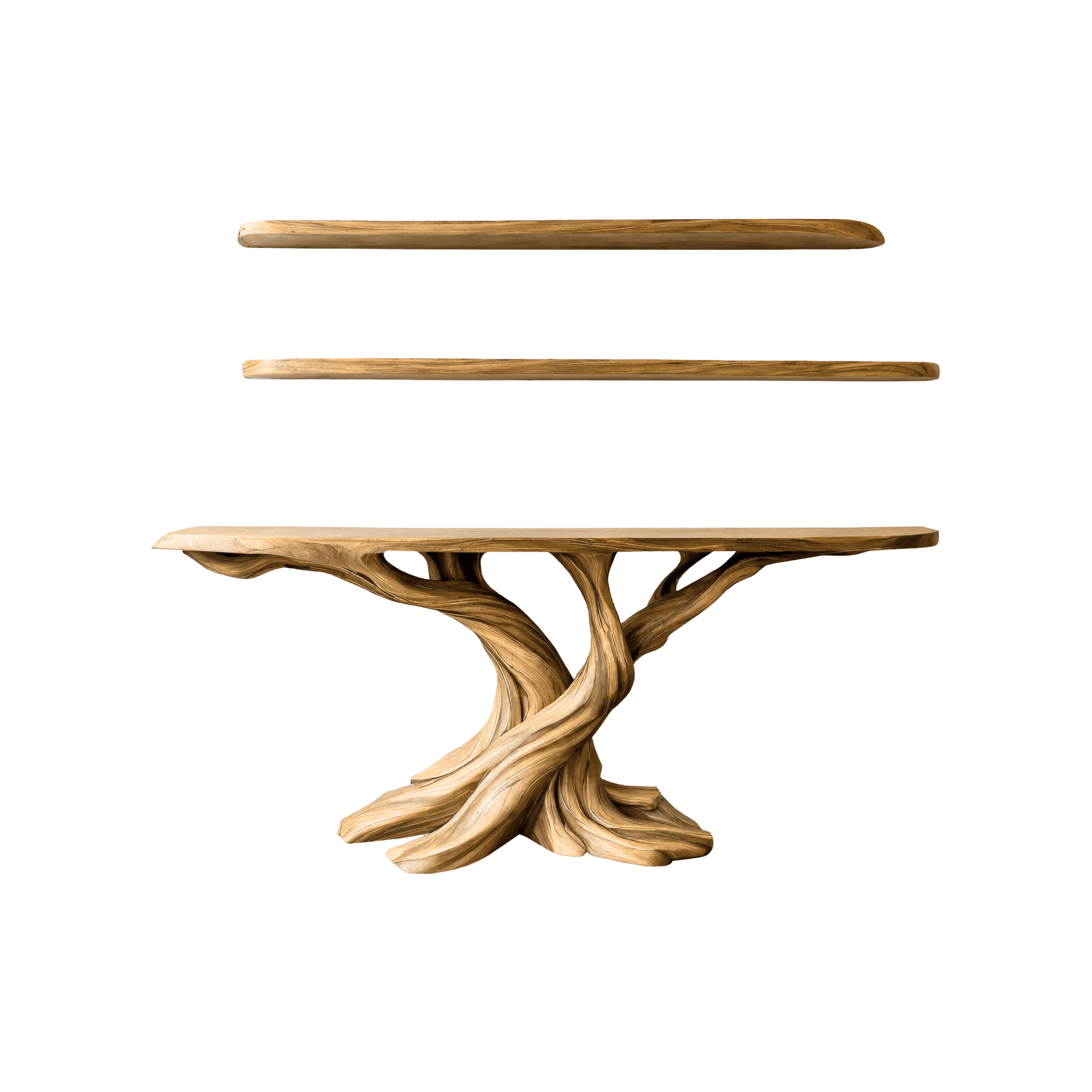 Kaelorin Live Edge Solid Wood Console Table with Shelves