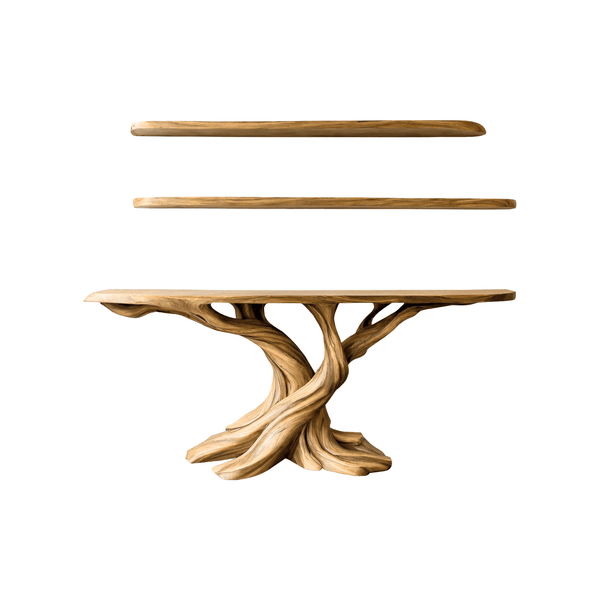 Kaelorin Live Edge Solid Wood Console Table with Shelves
