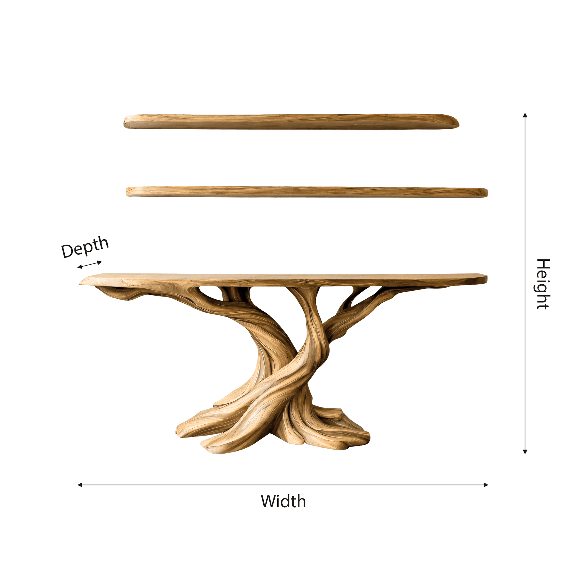 Kaelorin Live Edge Solid Wood Console Table with Shelves