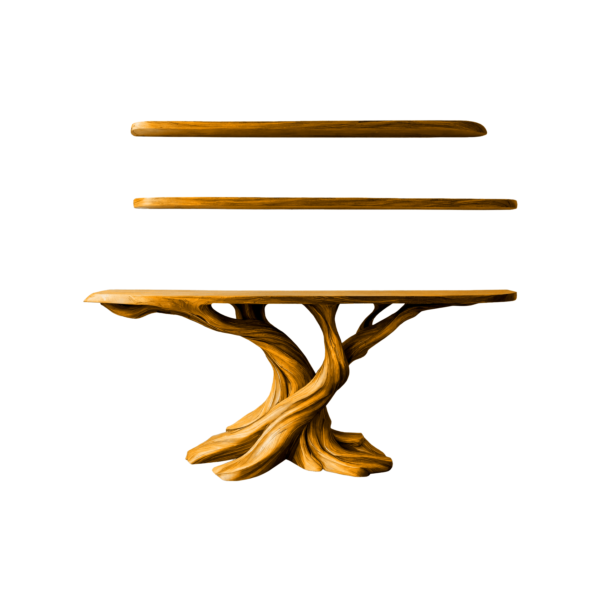 Kaelorin Live Edge Solid Wood Console Table with Shelves