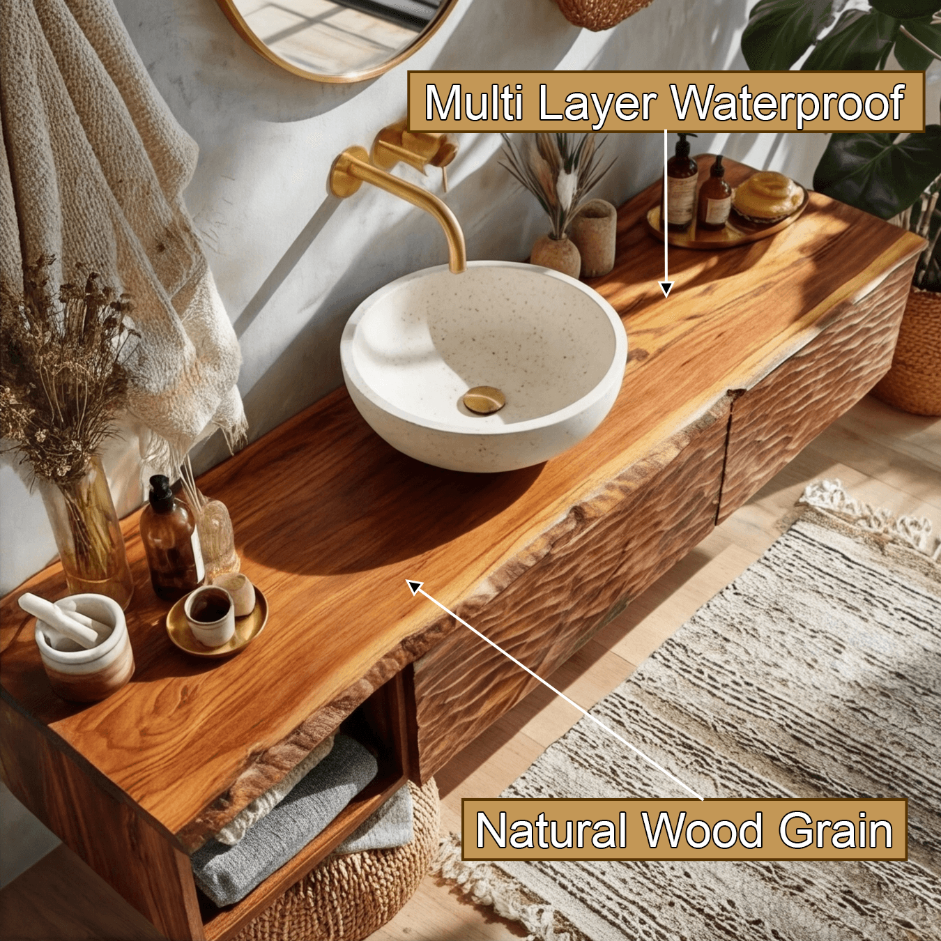 Kaevor Sculpted Solid Wood Floating Bathroom Vanity With Drawers