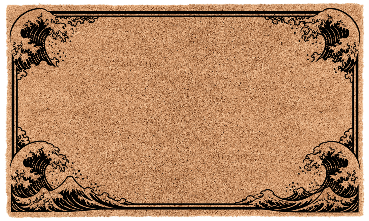 Kanagawa Wave Border Personalized Coir Mat