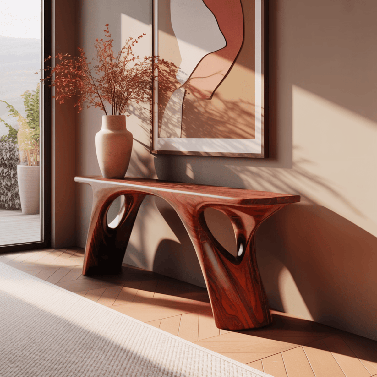 Kaori Modern Organic Sculptural Console Table