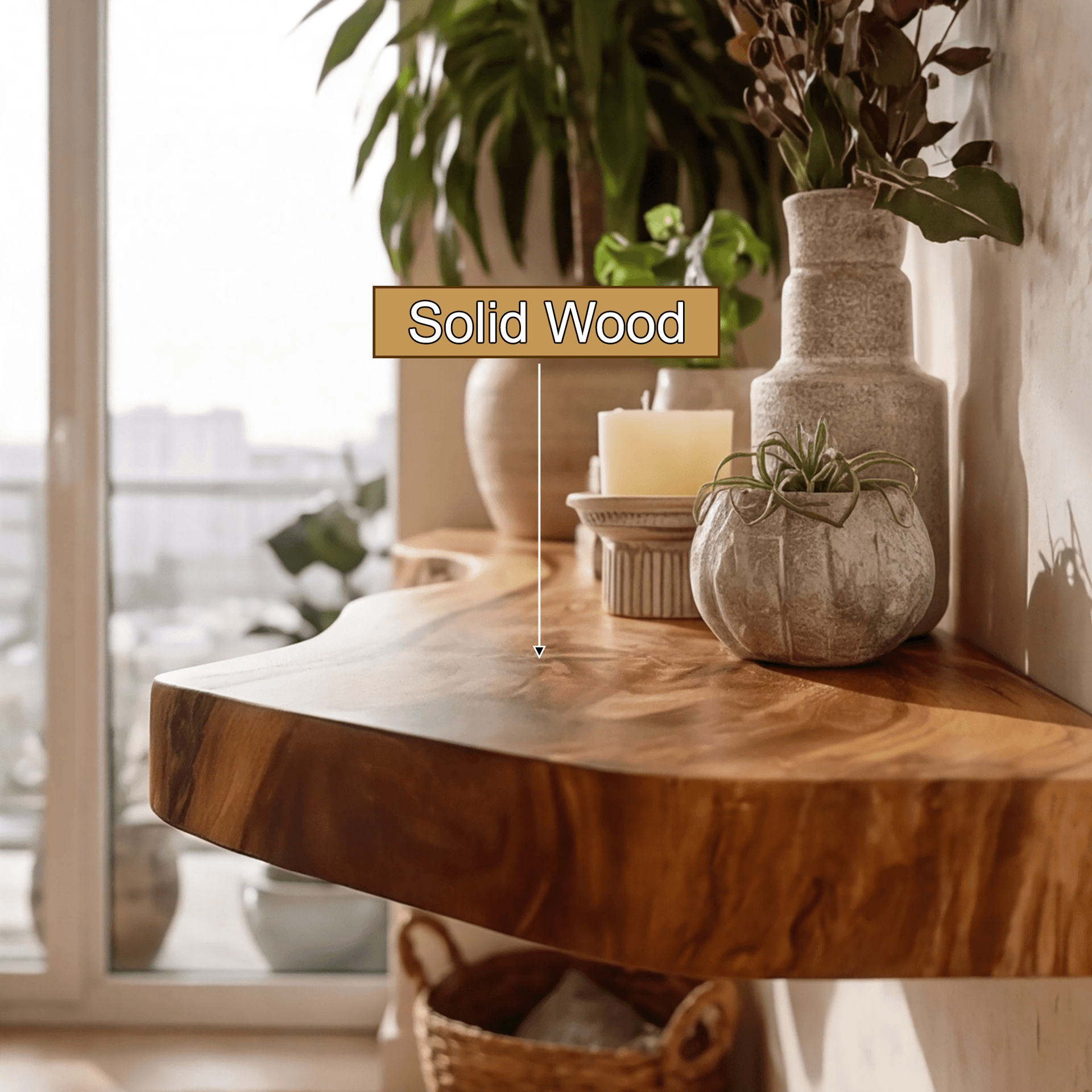 Kavion Live Edge Solid Wood Floating Shelf SPA486225