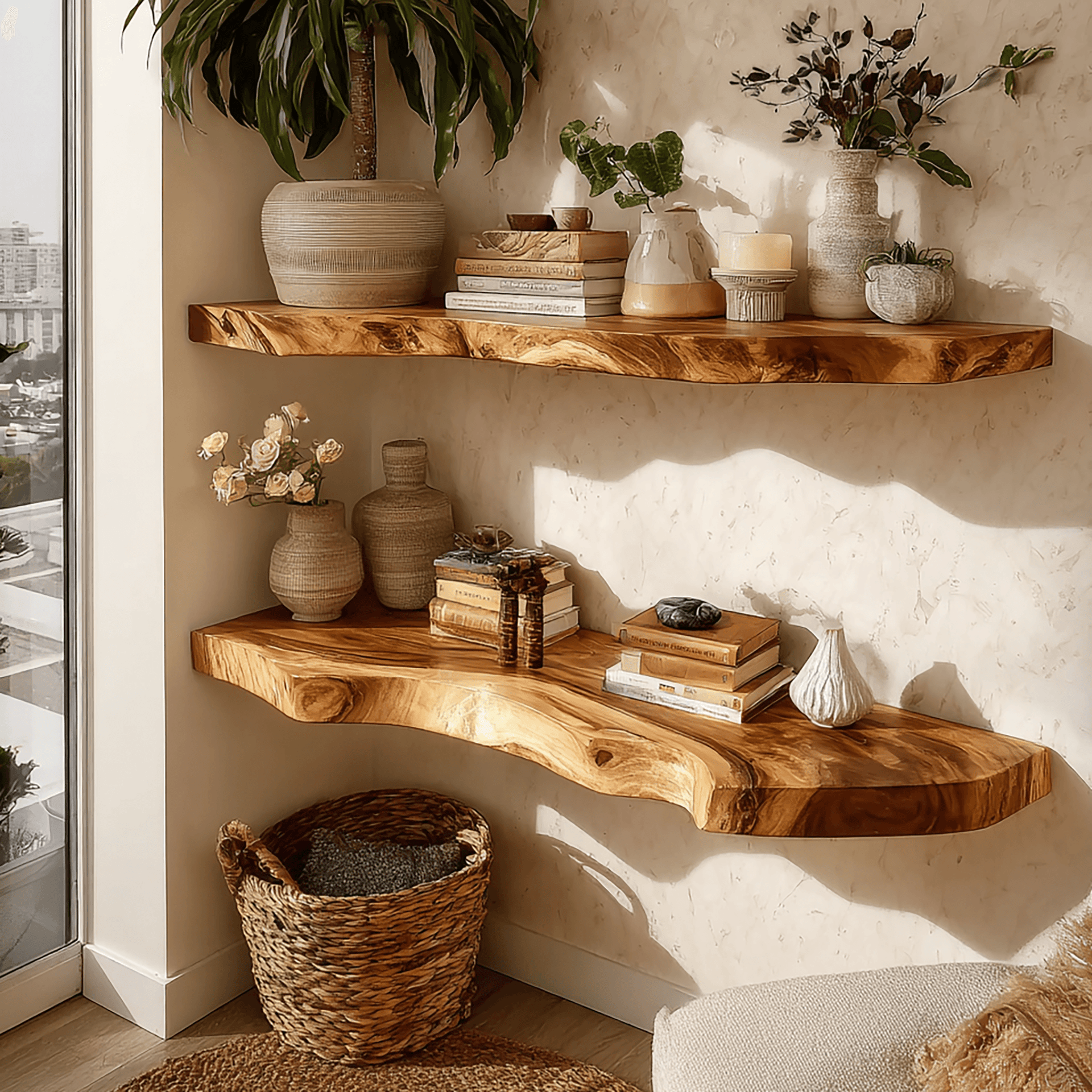 Kavion Live Edge Solid Wood Floating Shelf SPA486225