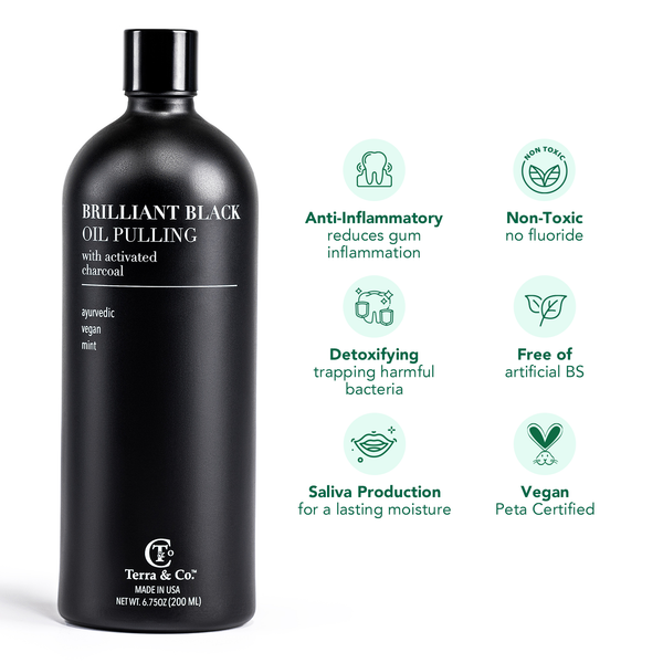 Brilliant Black® Oil Pulling – Ayurvedic Mouthwash for Teeth Whitening, Detox & Gum Health
