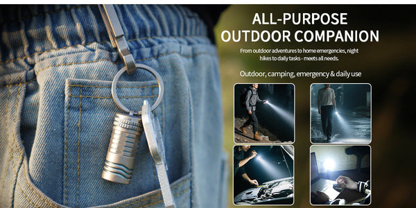 Keychain TItanium Alloy Flashlight EDC  Super Bright Mini led flashligts with Pocket Size Wautton Outdoor Gear