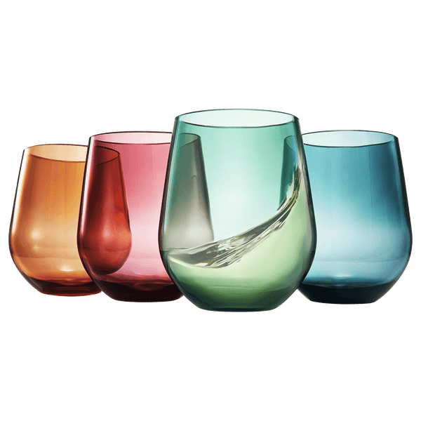 Eze Acrylic Stemless Wine Glassware, Set of 4