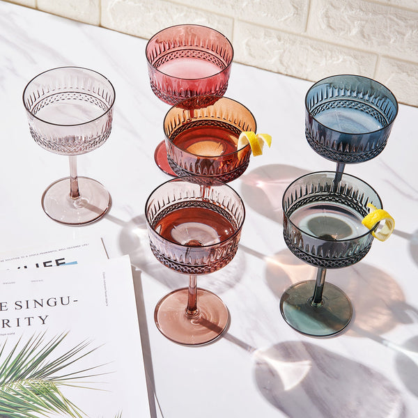 Tonal Crystal Coupe Cocktail Glassware, Set of 6