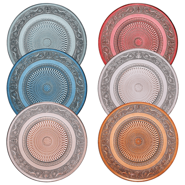 Tonal Vintage Glass Plate, Set of 6