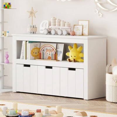 Kid Toy Storage Cabinet 3 Drawer Chest with Wheels Large Storage Cube Shelf