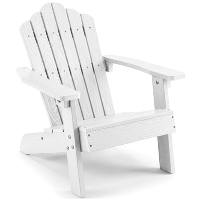 Kids Adirondack Chair All-weather Outdoor Chair for Children with Tilted High Backrest-White