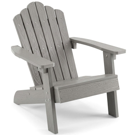 Kids Adirondack Chair All-weather Outdoor Chair for Children with Tilted High Backrest-Grey