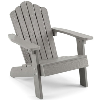 Kids Adirondack Chair All-weather Outdoor Chair for Children with Tilted High Backrest-Grey