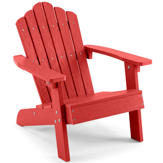 Kids Adirondack Chair All-weather Outdoor Chair for Children with Tilted High Backrest-Red